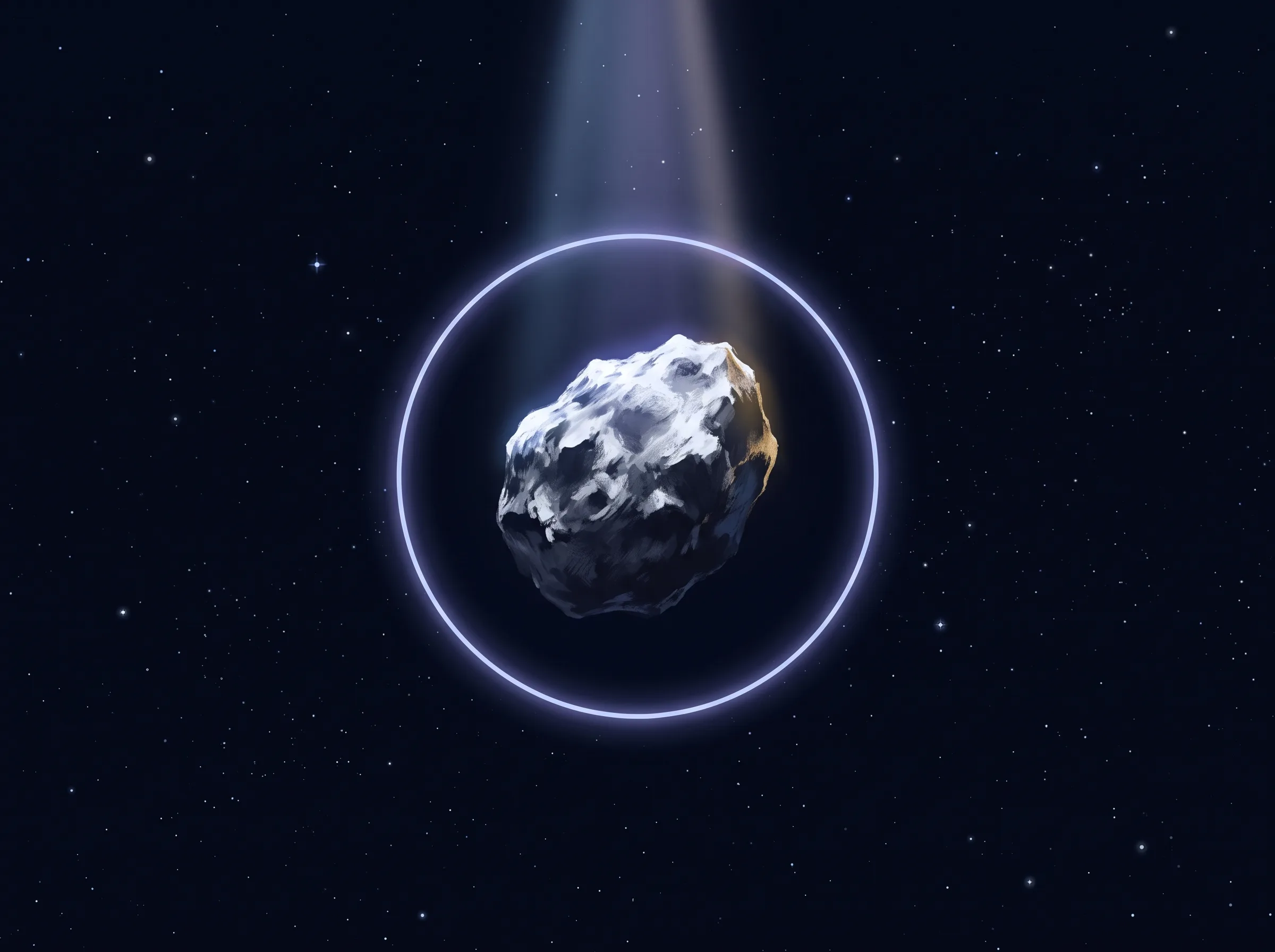 A bright asteroid within a quiet halo representing sustained focus.