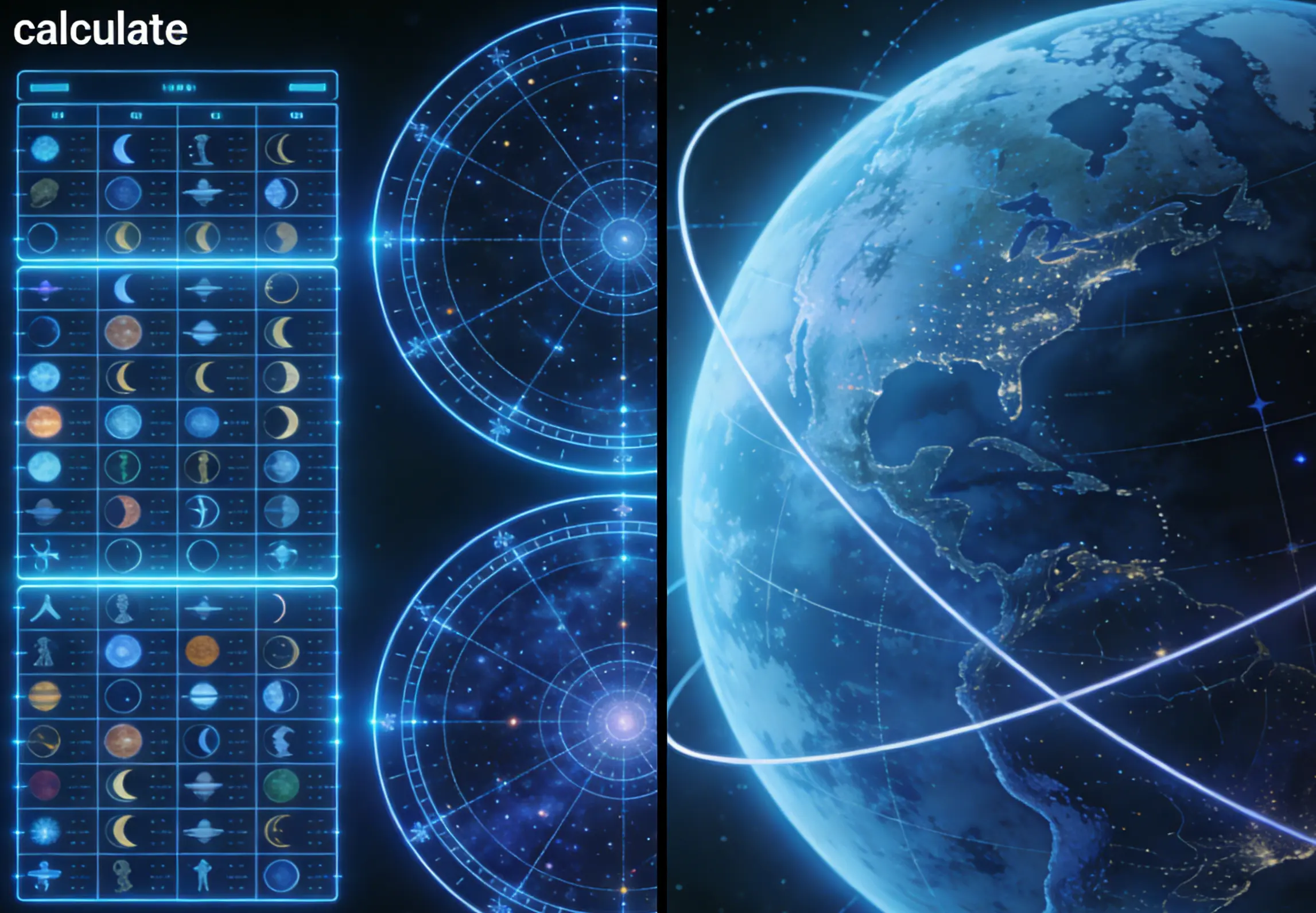 Calculadora de sinastria: aspectos e roda dupla