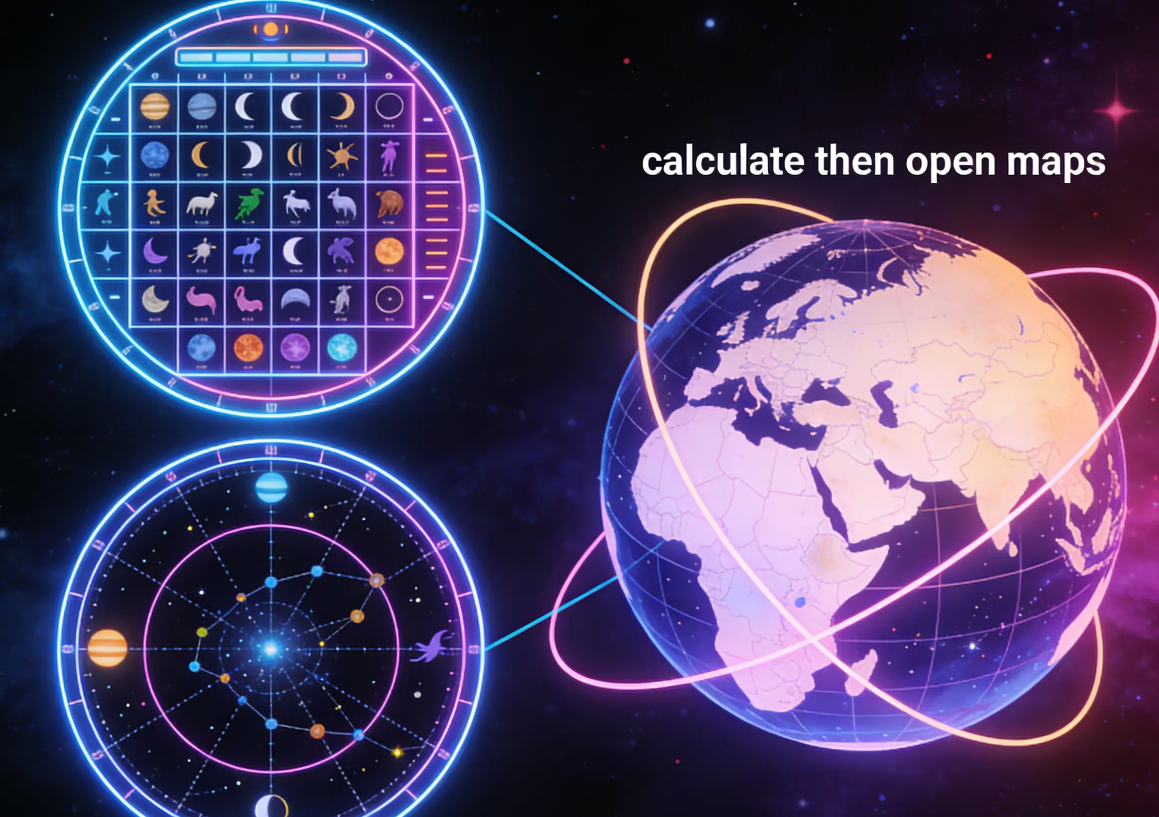 Sinastria com astrocartografia e cidade compartilhada